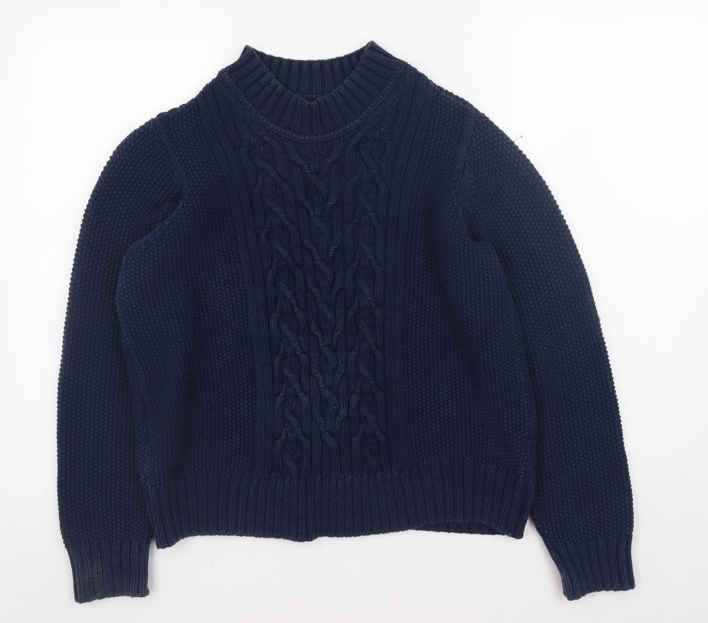 Marks and Spencer Women's Blue Cotton Cable-Knit Jumper Size 12