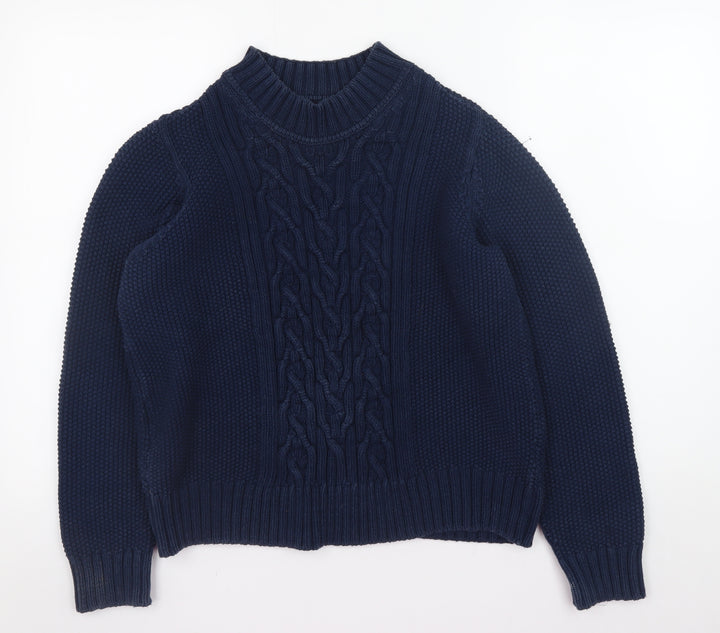 Marks and Spencer Women's Blue Cotton Cable-Knit Jumper Size 12
