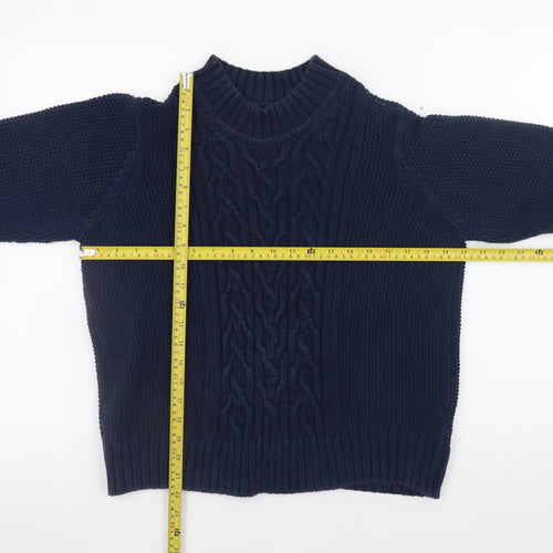 Marks and Spencer Women's Blue Cotton Cable-Knit Jumper Size 12