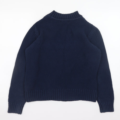 Marks and Spencer Women's Blue Cotton Cable-Knit Jumper Size 12