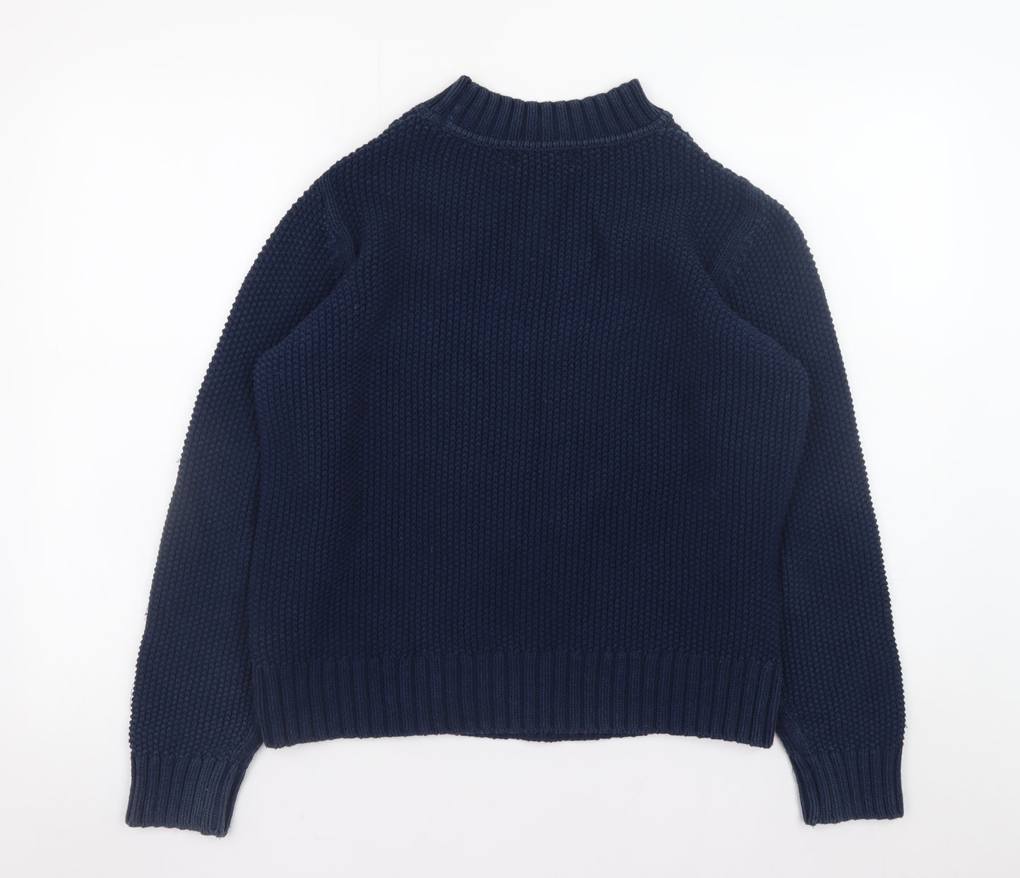 Marks and Spencer Women's Blue Cotton Cable-Knit Jumper Size 12
