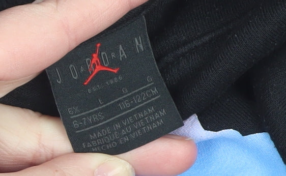 Jordan Boys Black Pullover Hoodie 6-7 Years Logo Fleece Sweatshirt