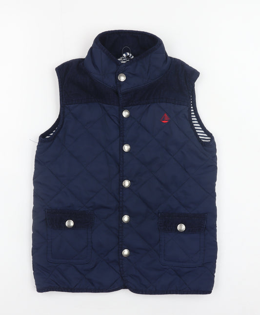 JoJo Maman Bébé Boys Blue Quilted Sleeveless Waistcoat 4-5 Years