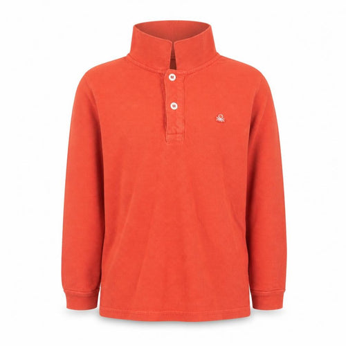 United Colors of Benetton Boys Orange Polo Long Sleeve Cotton Top 4-5 Years