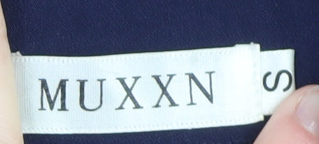 MUXXN Women Blue Bodycon Knee Length 3/4 Sleeve High Neck Work Dress Size S