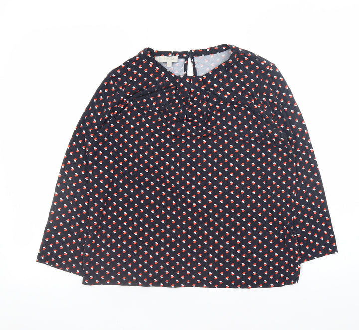 Hobbs Women’s Multicoloured Geometric Long Sleeve Jersey Blouse M