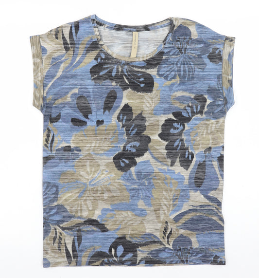 Soyaconcept Women’s Blue Floral Short Sleeve Viscose T-Shirt Size S