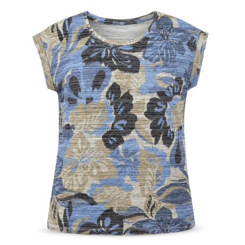 Soyaconcept Women’s Blue Floral Short Sleeve Viscose T-Shirt Size S
