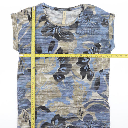 Soyaconcept Women’s Blue Floral Short Sleeve Viscose T-Shirt Size S