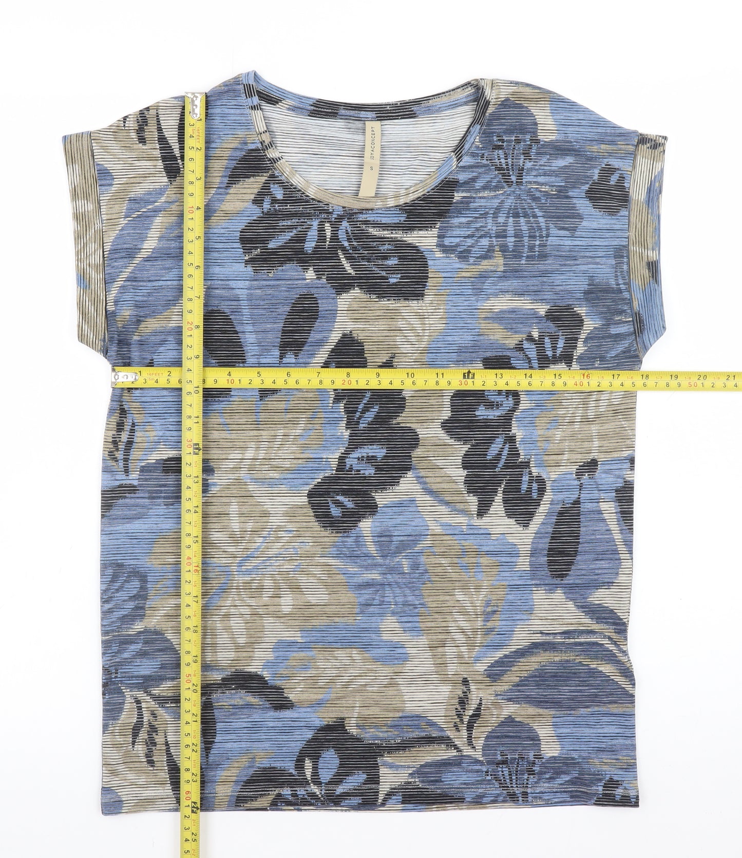 Soyaconcept Women’s Blue Floral Short Sleeve Viscose T-Shirt Size S