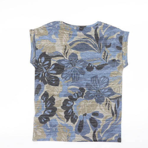 Soyaconcept Women’s Blue Floral Short Sleeve Viscose T-Shirt Size S