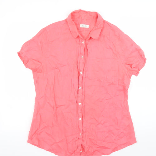 Malvin Women’s Pink Linen Short Sleeve Collared Button-Up Shirt Size 18
