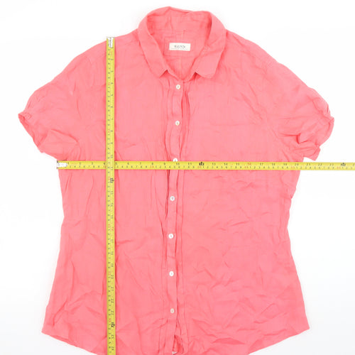 Malvin Women’s Pink Linen Short Sleeve Collared Button-Up Shirt Size 18