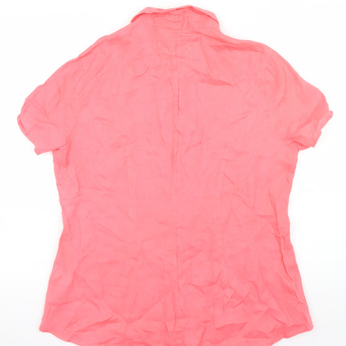 Malvin Women’s Pink Linen Short Sleeve Collared Button-Up Shirt Size 18