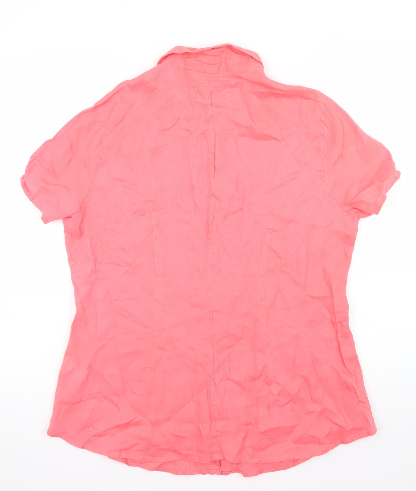 Malvin Women’s Pink Linen Short Sleeve Collared Button-Up Shirt Size 18