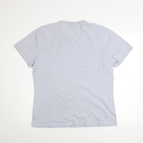 Napapijri Men Grey Logo Short Sleeve Crew Neck Cotton T-Shirt L
