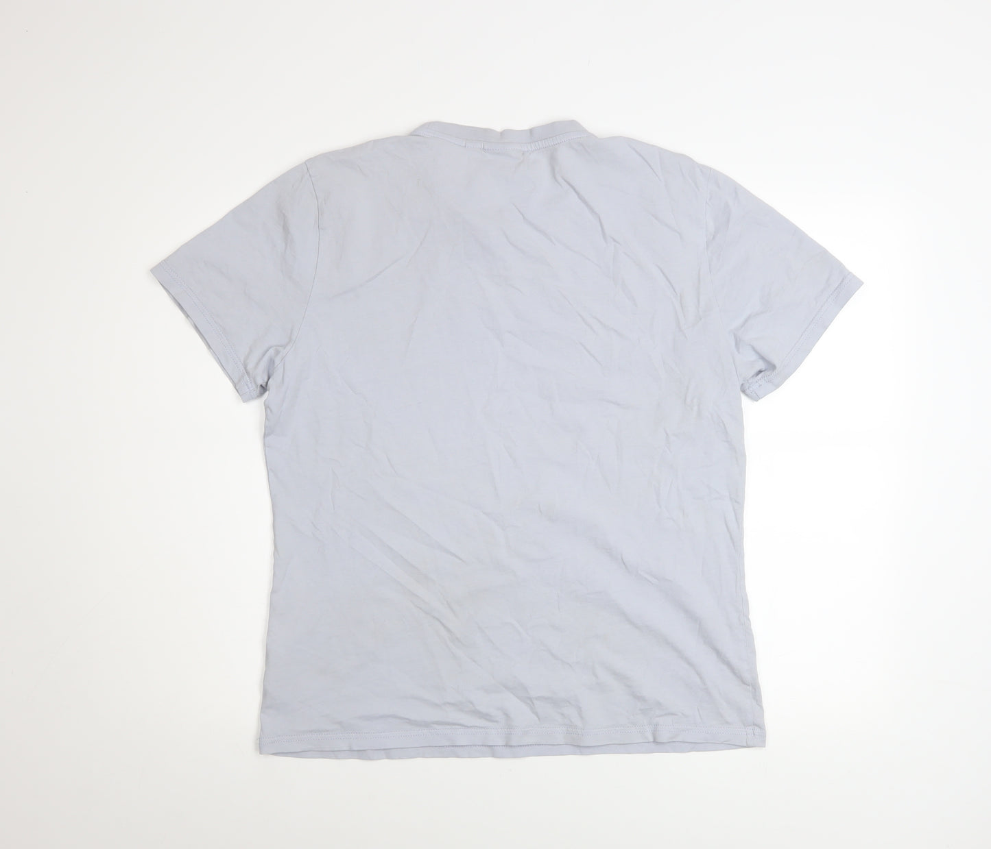 Napapijri Men Grey Logo Short Sleeve Crew Neck Cotton T-Shirt L