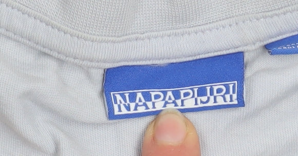 Napapijri Men Grey Logo Short Sleeve Crew Neck Cotton T-Shirt L