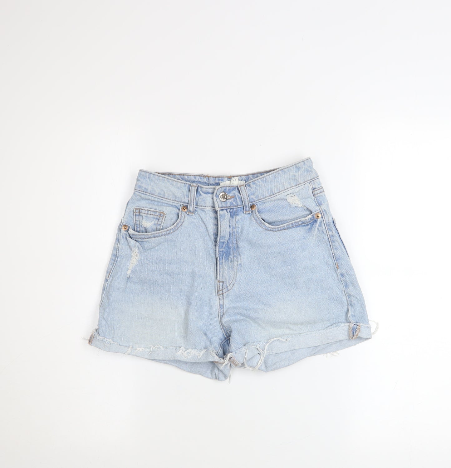 H&M Women Blue Size 8 High Rise Mom Denim Shorts