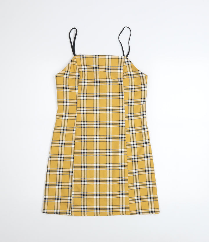 Urban Outfitters Women Yellow Checked Slip Dress XS