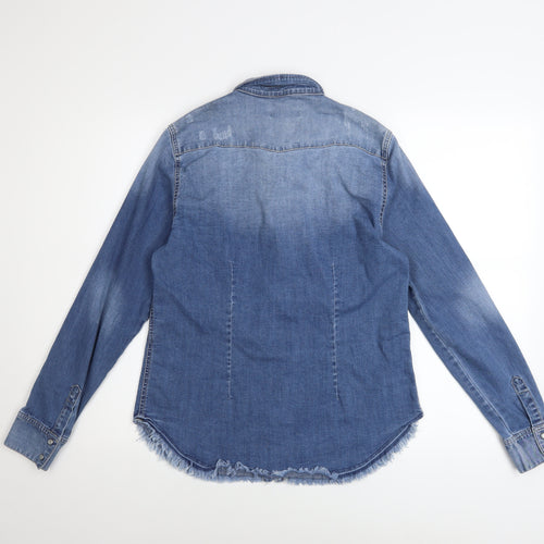 Vero Moda Women's Blue Denim Long Sleeve Button-Up Shirt L