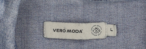 Vero Moda Women's Blue Denim Long Sleeve Button-Up Shirt L