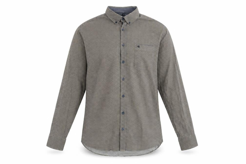 Front view of Casa Moda Men's Blue Geometric Long Sleeve Button-Up Shirt XL