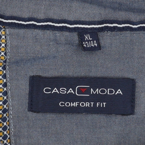 Casa Moda Men's Blue Geometric Long Sleeve Button-Up Shirt XL
