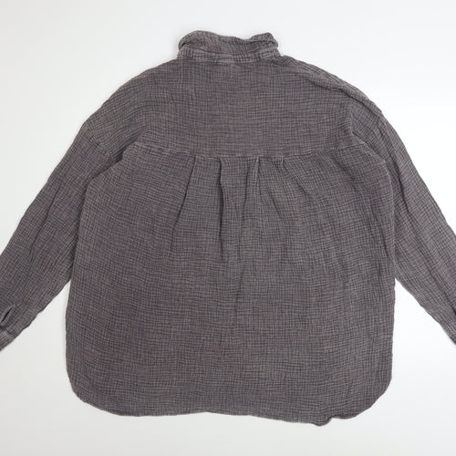 FB Sister Womens Grey Cotton Button-Up Casual Shirt Size L