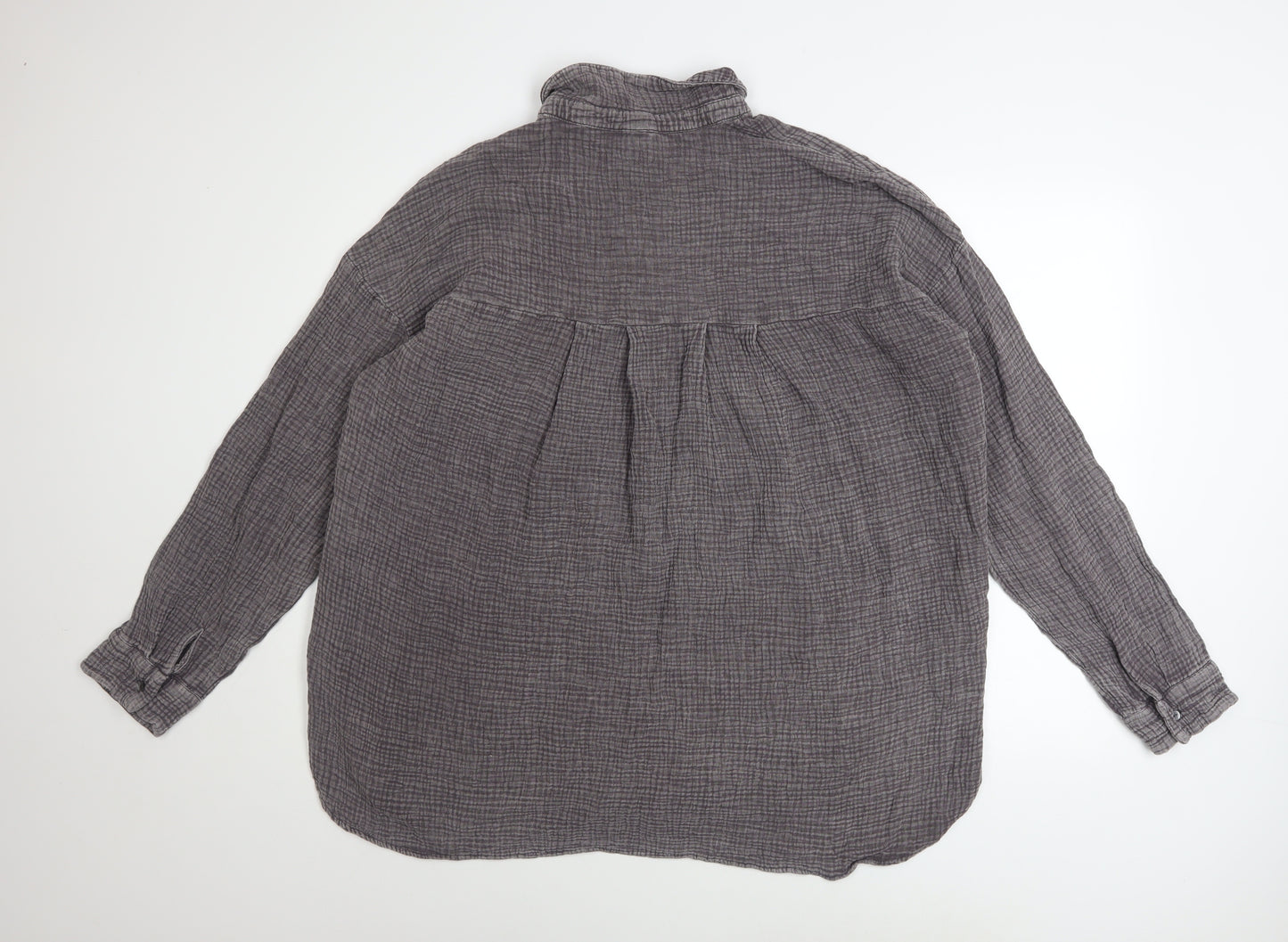 FB Sister Womens Grey Cotton Button-Up Casual Shirt Size L