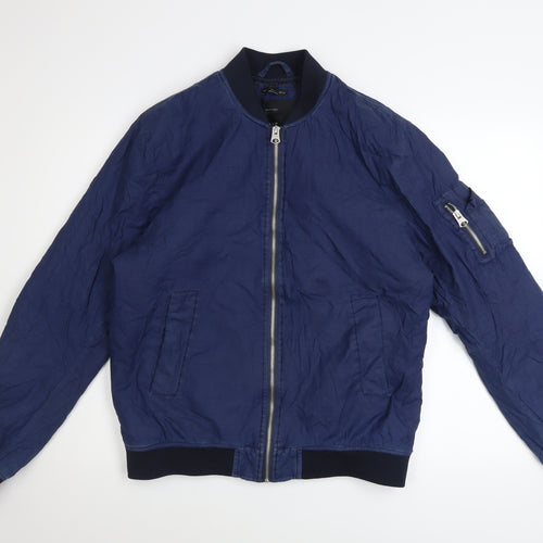 1975 Original Denim Men's Blue Cotton Bomber Jacket Size L