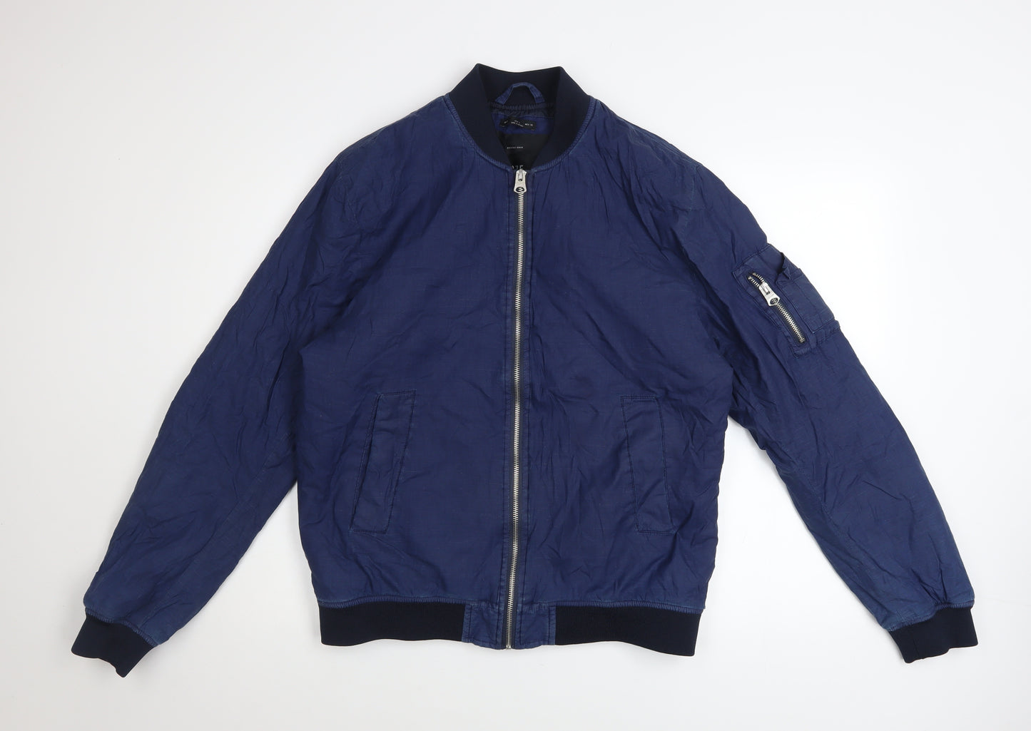 1975 Original Denim Men's Blue Cotton Bomber Jacket Size L