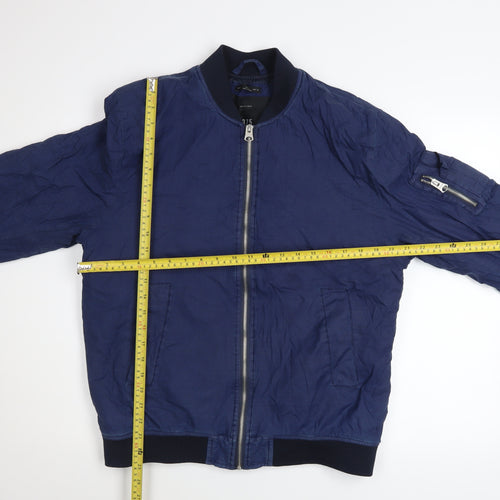 1975 Original Denim Men's Blue Cotton Bomber Jacket Size L