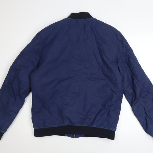 1975 Original Denim Men's Blue Cotton Bomber Jacket Size L