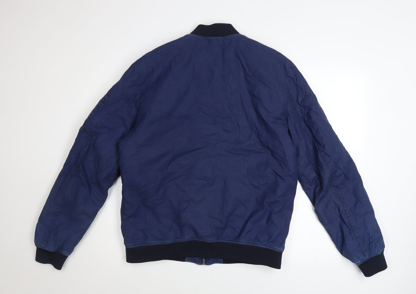 1975 Original Denim Men's Blue Cotton Bomber Jacket Size L