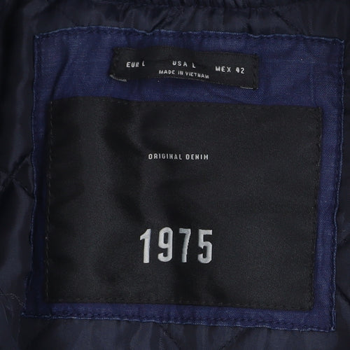 1975 Original Denim Men's Blue Cotton Bomber Jacket Size L