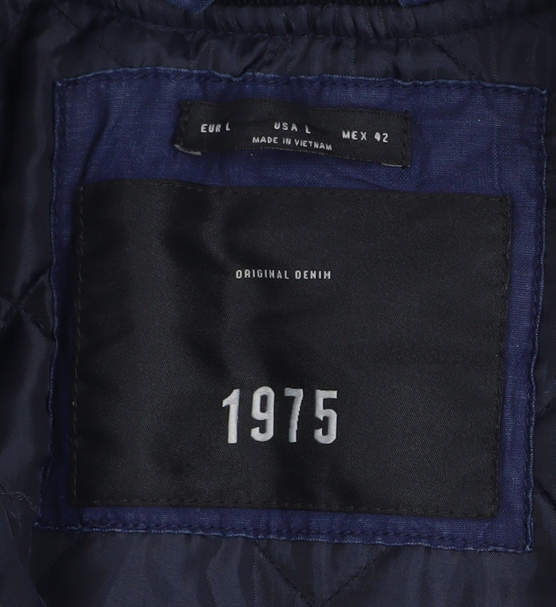 1975 Original Denim Men's Blue Cotton Bomber Jacket Size L