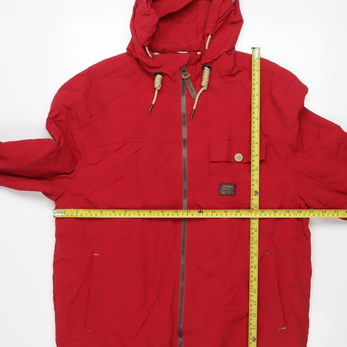 Duck and Cover Men's Red Hooded Windbreaker Jacket L