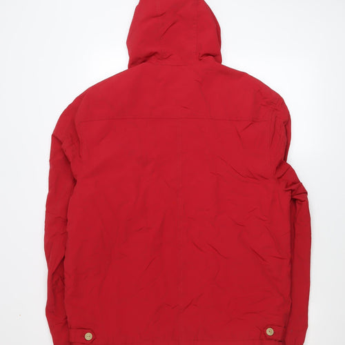 Duck and Cover Men's Red Hooded Windbreaker Jacket L