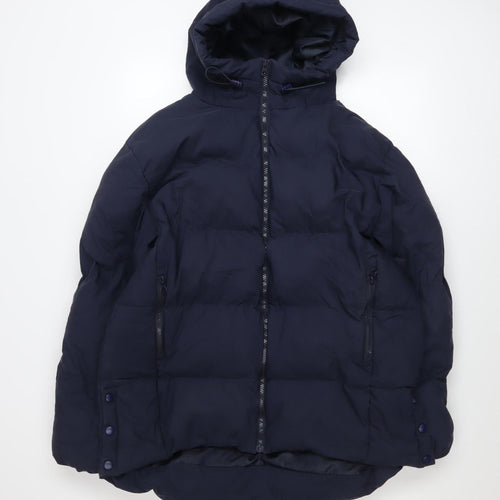 Missguided Women’s Blue Puffer Jacket Hooded Size 10 UK Winter Coat
