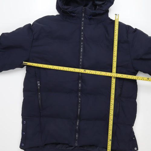 Missguided Women’s Blue Puffer Jacket Hooded Size 10 UK Winter Coat