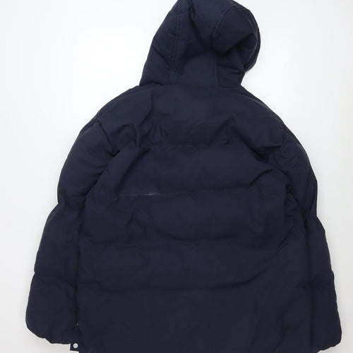 Missguided Women’s Blue Puffer Jacket Hooded Size 10 UK Winter Coat