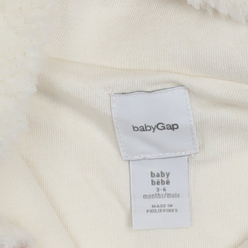 babyGap Unisex Ivory Fleece Hooded Button Coat 3-6 Months
