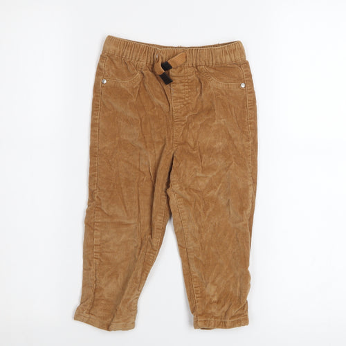 Fox & Bunny Boys Brown Corduroy Chino Trousers 2-3 Years Elastic Waist