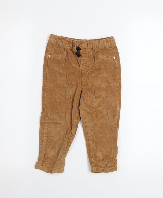Fox & Bunny Boys Brown Corduroy Chino Trousers 2-3 Years Elastic Waist