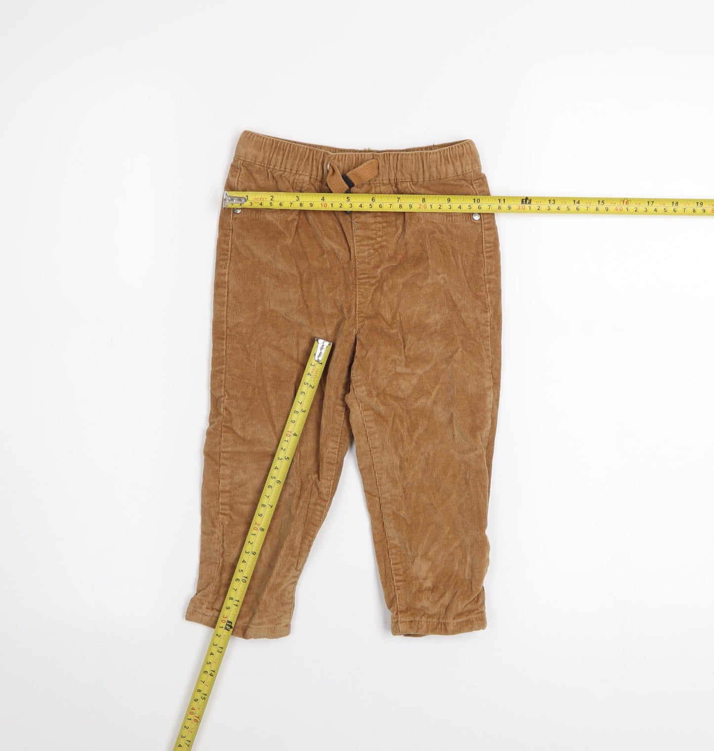 Fox & Bunny Boys Brown Corduroy Chino Trousers 2-3 Years Elastic Waist