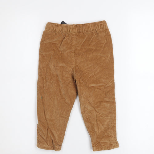Fox & Bunny Boys Brown Corduroy Chino Trousers 2-3 Years Elastic Waist