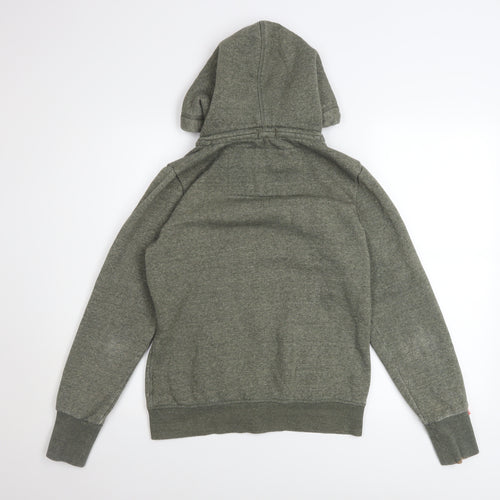 Superdry Women Green Full Zip Hoodie UK 14 Lined Glitter Logo Casual
