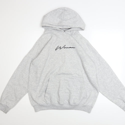 Boohoo Women Grey Hoodie UK 8 Pullover Cotton Blend Casual