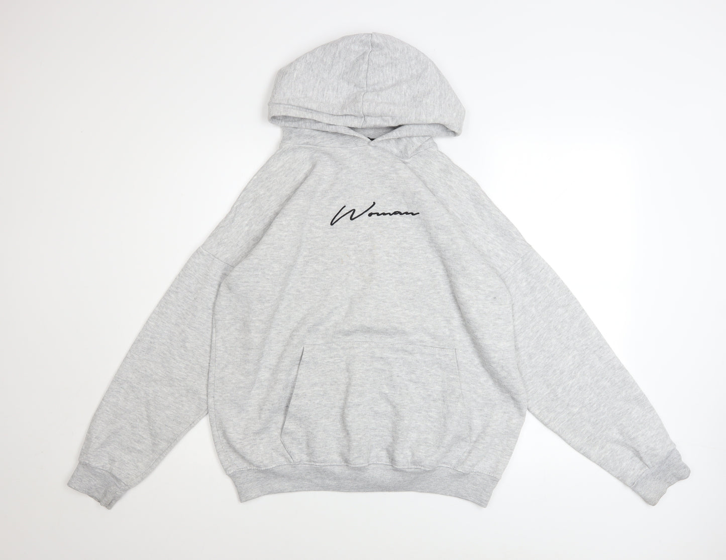 Boohoo Women Grey Hoodie UK 8 Pullover Cotton Blend Casual